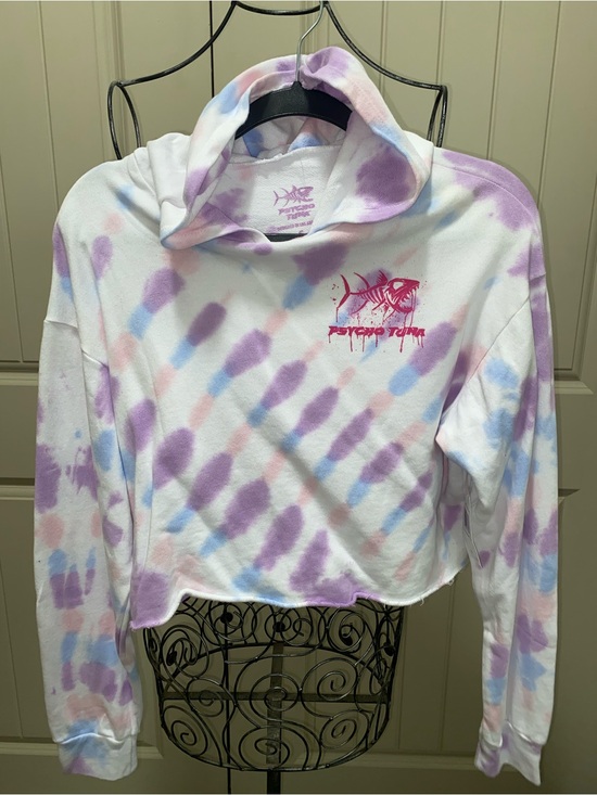 Psycho Tuna Sweaters - New Psycho Tuna Tie-Dye Cropped Hoodie - Purple & Pink size small
